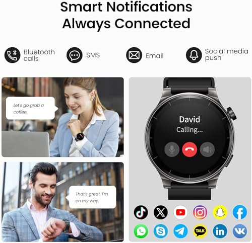 TOZO S5 Smart Watch (Answer/Make Calls), 1.43’’ AMOLED Smart Watches for Men Women 100+ Sport Modes Fitness Watch with Blood Oxygen/Sleep/Heart Rate Monitor, IP68 Waterproof Smartwatch, Silicone Band