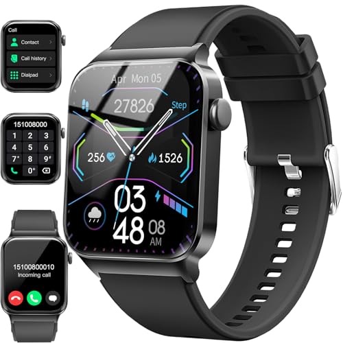 Smart Watch for Men Women, 1.85" Smartwatch (Answer/Make Call), IP68 Waterproof Fitness Tracker, 100+ Sport Modes, Heart Rate and Sleep Monitor, Pedometer, Smartwatches for Android iOS, Deep Black​