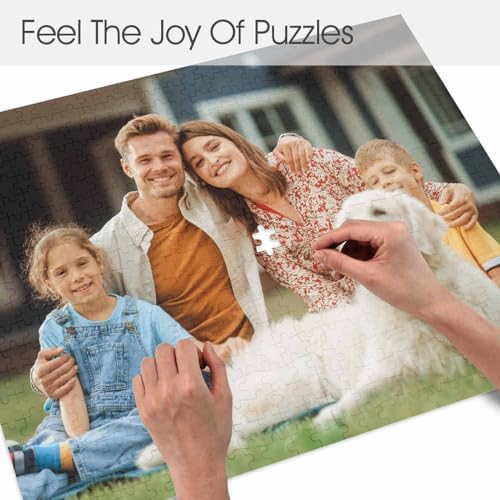 Custom Jigsaw Puzzle from Photos 1000/500/300 Pieces, Customized Jigsaw Puzzle for Husband/Wife, Valentine's Day Gift for Men/Women, Personalized Wooden Puzzles for Adult Kids Family Couples Lovers