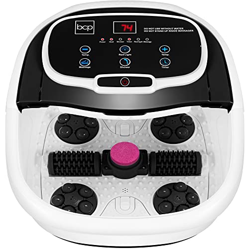 Best Choice Products Motorized Foot Spa Bath Massager, Adjustable Waterfall Shower & Fast Heating, Automatic Shiatsu Pedicure Massage, Pumice Stone, Rollers to Relieve Feet Muscle Pain - Black