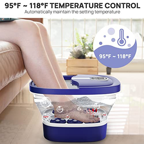 HOSPAN (2023.8 Upgrade Collapsible Foot Spa Electric Rotary Massage, Foot Bath with Heat, Bubble, Remote, and 24 Motorized Shiatsu Massage Balls. Pedicure Foot Spa for Feet Stress Relief - FS02A