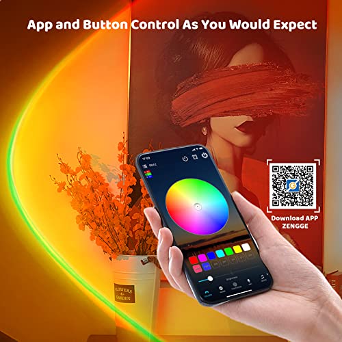 Tsrarey Sunset Lamp Multicolor Changed Night Light Projector with Button Switch,APP Control,360°Rotation for Room Decor,Party,Tiktok Live,Photography