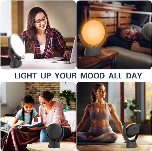 Voraiya Light Therapy Lamp, UV-Free 10000 Lux Therapy Light, Rotatable Happy Sunlight Lamp with 5 Brightness & 3 Color Temperature,Timer & Memory Function, Daylight Lamp for Bedroom, Offie