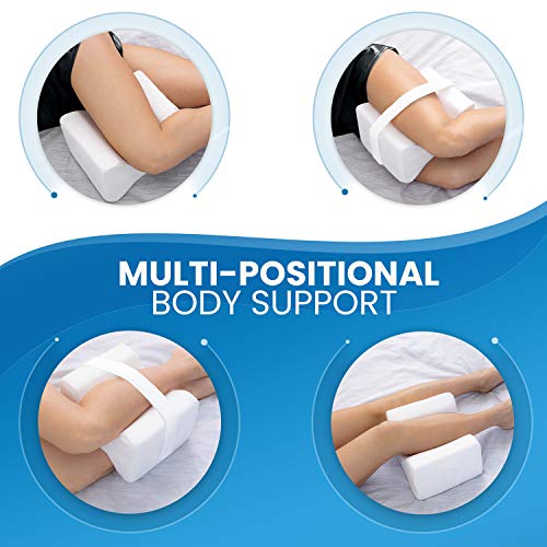 Everlasting Comfort Knee Pillow for Side Sleepers - Memory Foam Leg Pillow for Hip and Back Pain Relief - Comfortable Leg Pillow for Side Sleeping - Adjustable Strap - Sciatica Pain Relief Pillow