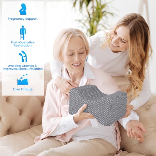 BlissTrends Memory Foam Knee Pillow, Knee Pillow for Side Sleepers, Leg Pillows for Sleeping, Elevation Pillow for Relief Twisted Spine, Sciatica, Leg Numbness, Back, Joint, Hip, Surgery Pain, Grey