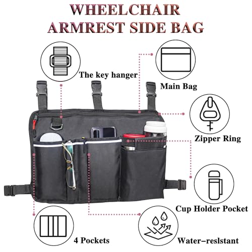 TONINT Large Walker Bag with Water Cup Holder,Walker Basket,Foldable Walker Storage Bag,Side Walker Bag,Walker Side Access Bag Organizer Pouch Tote,Scooters or Rollator Walkers (Large)