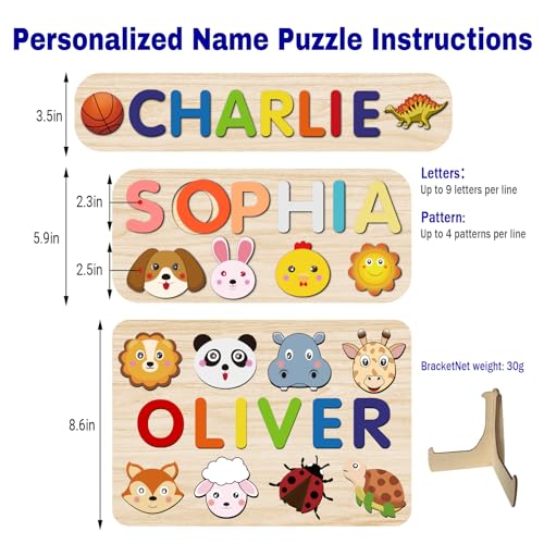 Name Puzzle for Kids Personalized, Baby Easter Gifts, Montessori Learning Toys for Baby Boy & Girl 1-3 Year Old, Personalized Baby Gifts, 1-3st Birthday Gifts for Girls Boys