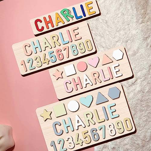 WNNNS Name Puzzle for Kids Personalized Wooden Shapes Puzzles for Toddlers 1-3 Peg Puzzle Educational Toys Learning Number Customized Baby Gifts for Boys Girls First Birthday