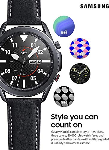 Samsung Galaxy Watch 3 (45mm, GPS, Bluetooth) Smart Watch with Advanced Health Monitoring, Fitness Tracking, and Long Lasting Battery - Mystic Black (Renewed)