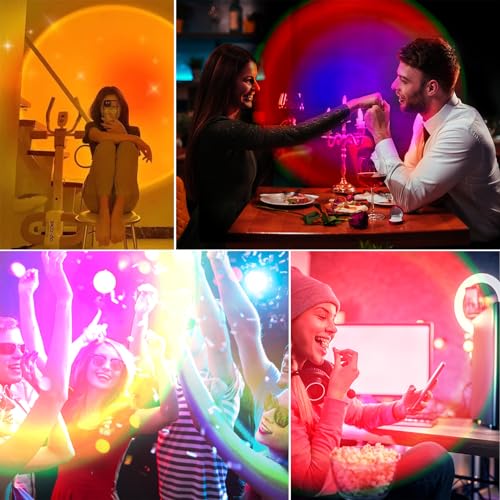 Sunset Lamp Projector, Rainbow Projection Led Lights with Remote, 16 Colors Multicolor Changing LED Night Light, Sunlight Light for Photography Selfie Party, Home Bedroom Decor Xmas Gifts for Women