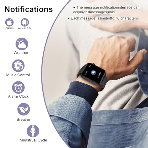 IOWODO Smart Watch for Men Women - 1.85''HD Screen with Make and Answer Calls, with AI Voice Assistant, SpO2/Heart Rate/Sleep Monitor, 100+ Sports Modes, Smartwatch for Android and iOS (2 Straps)