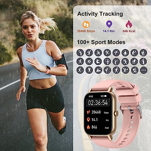 Smart Watch(Answer/Make Call), 1.85" Smartwatch for Men Women IP68 Waterproof, 100+ Sport Modes Fitness Activity Tracker, Heart Rate Sleep Monitor, Pedometer, Smart Watches for Android iOS, 2023