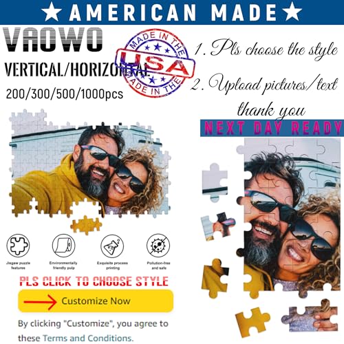 VAOWO Custom Puzzles from Photos Personalized Puzzle 1000/500/300/200 Pieces Picture Puzzles Customized Puzzle Photo Puzzle Personalized Photo Gifts for Adults Family Couple Birthday