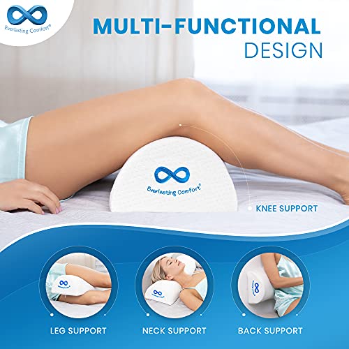 Everlasting Comfort Knee Pillow for Back Sleeping, Comfortable Pure Memory Foam Half Moon Bolster Pillow for Legs - Under Knee Pillow for Sleeping on Back, Leg Pillow for Back Pain