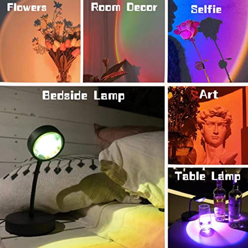 JIMEI Sunset Lamp Projector Led Lights for Bedroom Night Light RGB Lights Sun Sunlight Sunrise Lamp 10w 360° Rotation Mood Lighting Home/Room Decor Christmas Gifts for Women