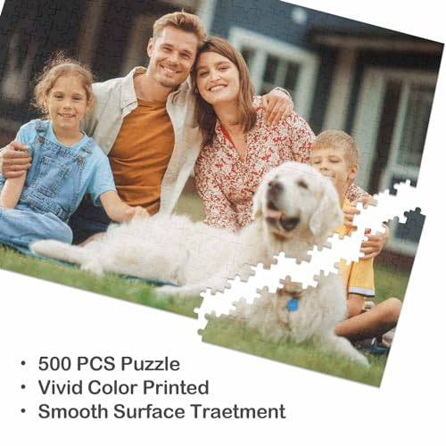 Custom Jigsaw Puzzle from Photos 1000/500/300 Pieces, Customized Jigsaw Puzzle for Husband/Wife, Valentine's Day Gift for Men/Women, Personalized Wooden Puzzles for Adult Kids Family Couples Lovers