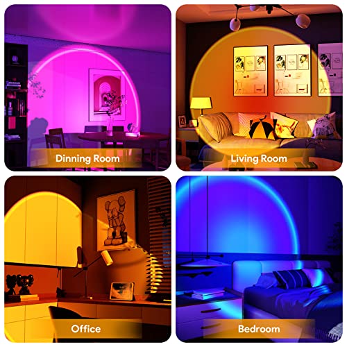 Bavcieu Sunset Lamp Projection Led Lights with Remote, 16 Colors Night Light 360° Rotation Rainbow 4 Modes Setting for Photography/Selfie/Party/Home/Living Room/Bedroom Decor, Gifts Women