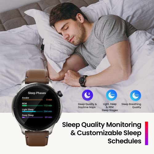 Amazfit GTR 4 Smart Watch 46mm, GPS, Alexa Built-In, Bluetooth Calls & Text, 14-Day Battery, Heart Rate Sleep Monitoring, AI Fitness App & Sports Coach, 150+ Sports Modes, for Android iPhone, Black