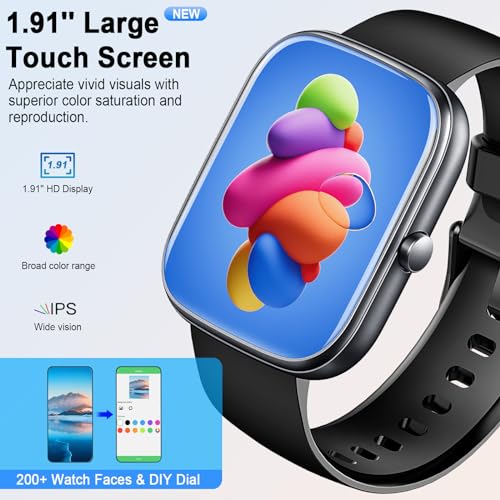 Smart Watch for Men Women (Answer/Make Call), 2024 HD 1.91"Smartwatch Fitness Activity Tracker, 110+ Sports IP68 Waterproof, Heart Rate/Sleep Monitor/Pedometer/Calories, Fitness Watch for Android iOS