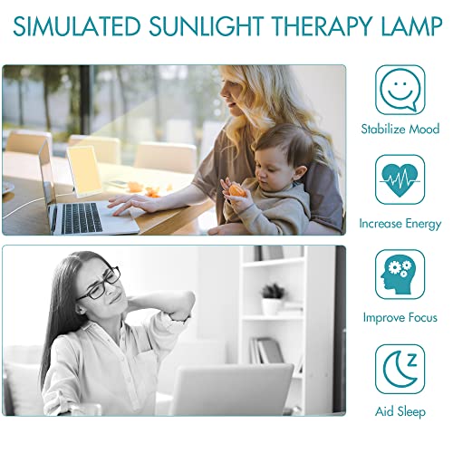 Fitfirst Light Therapy Lamp, 15000 Lux Simulated Sunlight, UV-Free LED Lamp with 3 Color Temperature & 4 Brightness Settings, Adjustable Timer, Foldable Stand for Home Office Travel