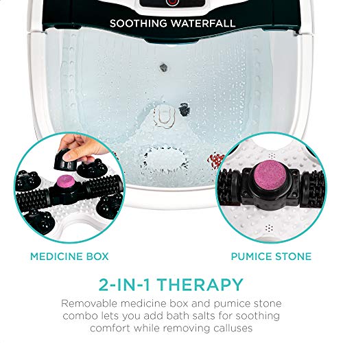 Best Choice Products Motorized Foot Spa Bath Massager, Adjustable Waterfall Shower & Fast Heating, Automatic Shiatsu Pedicure Massage, Pumice Stone, Rollers to Relieve Feet Muscle Pain - Black