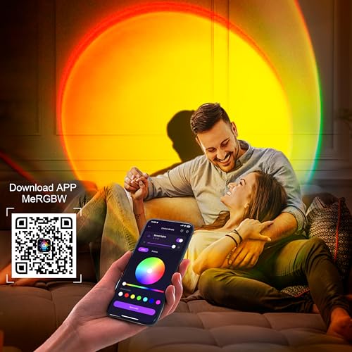 XEBKOR Sunset Lamp Projector Multicolor Changing LED Projection Lamp,Switch Button and APP Control 360 Degree Rotation Sunlight Lamp for Bedroom, Photography, Party, Tiktok Live, Room Decor