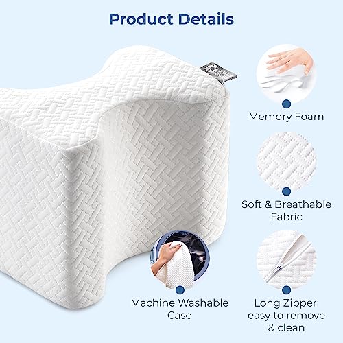 5 STARS UNITED Knee Pillow for Side Sleepers - Memory Foam Leg Pillow for Side Sleeping - Between Legs Pillow for Hip and Lower Back Pain - Sciatica Pain Relief