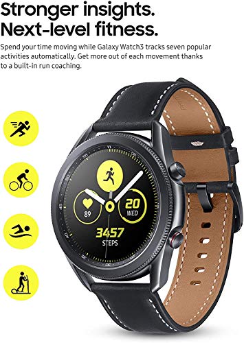 Samsung Galaxy Watch 3 (45mm, GPS, Bluetooth) Smart Watch with Advanced Health Monitoring, Fitness Tracking, and Long Lasting Battery - Mystic Black (Renewed)