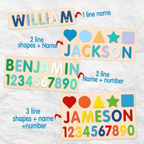 Name Puzzle for Kids Personalized, Montessori Learning Toddler Toys for Boy Girl Alphabet Puzzle, 1st Birthday Girl Gifts, Personalized Baby Gifts for 1+ Year Old Boys Christmas Baby Gifts