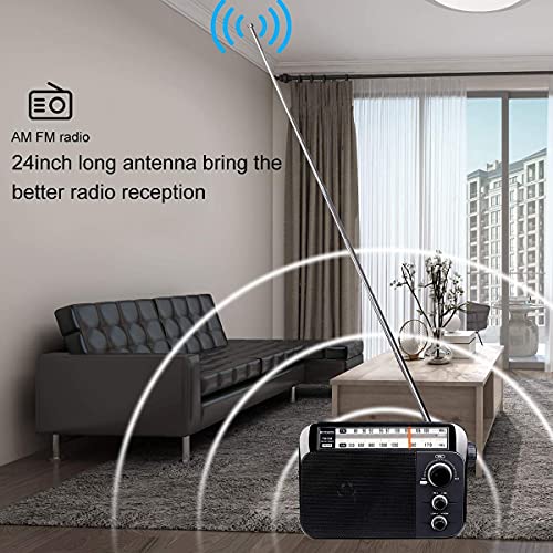 Retekess TR604 AM FM Radio, Battery Operated Radio Portable, AM FM Radio Plug in Wall, High/Low Tone Mode, Big Speaker, Earphone Jack,for Senior, Home