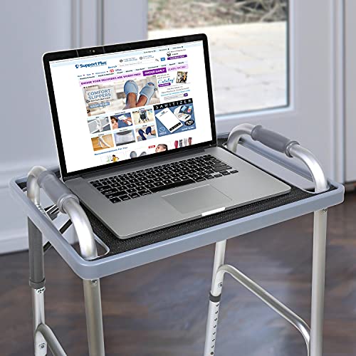 Support Plus Walker Tray Table - Mobility Table Tray for Walker, Non Slip Walker Tray Mat, Walker Accessories Mat, Cup Holder for Walker (21"x16") - Gray