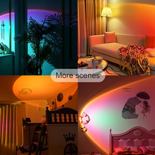 Streamlet Sunset Lamp, 16 Colors Changing & Fade Mode with USB Port, Multiple Colors Night Light for Living Room Decor, Bedroom, Holiday Decoration, Gift for Halloween, Christmas, Birthday, etc