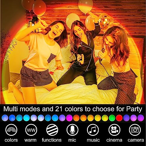 Molemyn Sunset Lamp Projector with APP Smart Control 21 Colors Changing, 360 Degree Rotation Sunset Lamp for Bedroom Decor, LED Sunset Light Projection Lamp for Birthday Wedding Party