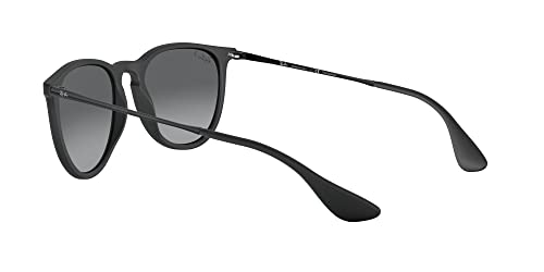 Ray-Ban RB4171 Erika Round Sunglasses, Rubber Black/Light Grey Gradient Grey Polarized, 54 mm