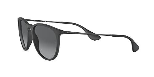 Ray-Ban RB4171 Erika Round Sunglasses, Rubber Black/Light Grey Gradient Grey Polarized, 54 mm