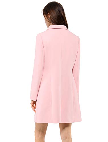 Allegra K Women's 2024 Pea Coat Single Breasted Long Winter Coats for Women Large Pink