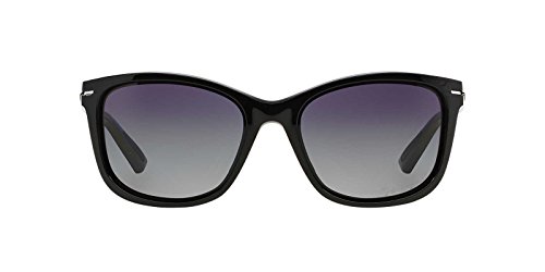 Oakley Women's OO9232 Drop Rectangular Sunglasses, Polished Black/Grey Gradient Polarized, 58 mm