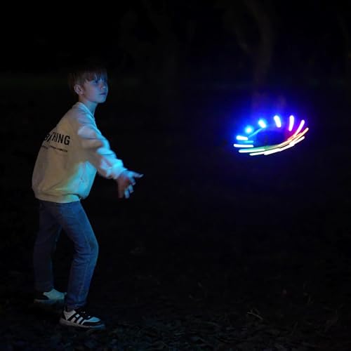 TOSY Flying Ring - 12 LEDs, Super Bright, Soft, Auto Light Up, Safe, Waterproof, Lightweight Frisbee, Cool Birthday, Camping, Easter Basket Stuffers & Outdoor/Indoor Gift Toy for Boys/Girls/Kids