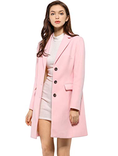 Allegra K Women's 2024 Pea Coat Single Breasted Long Winter Coats for Women Large Pink