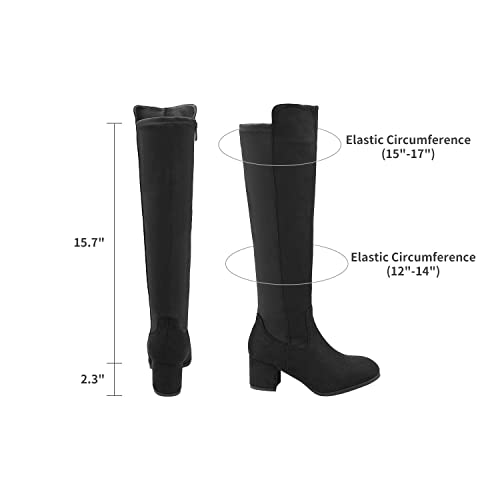 DREAM PAIRS Women's Black Knee High Stretchy Fashion Boots Size 8 M US Jennifer-3