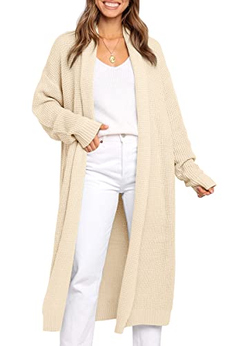 LILLUSORY Womens Chunky Sweater 2024 Fall Warm Long Slouchy Knit Cardigans Oversized Casual Coat Outwear Apricot S