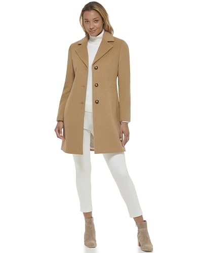 Calvin Klein Women's Classic Cashmere Wool Blend Coat, Camel Classic, 12