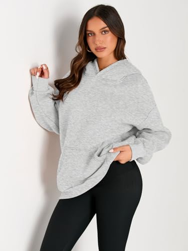 EFAN Womens Hoodies Oversized Sweatshirts Pullover Fleece Sweaters Long Sleeve Winter Fall Outfits Fashion Y2k Clothes Grey S