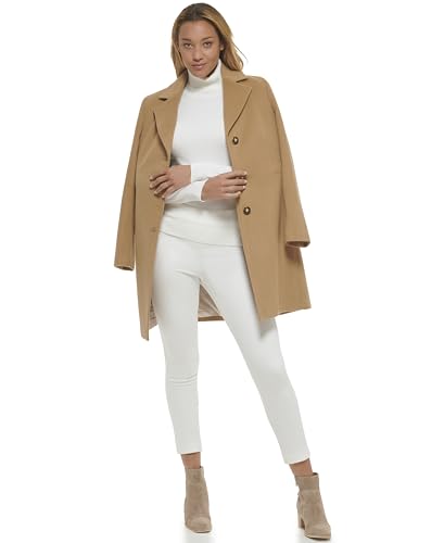 Calvin Klein Women's Classic Cashmere Wool Blend Coat, Camel Classic, 12