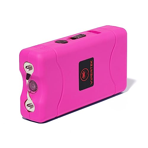 VIPERTEK VTS-880 Mini Stun Gun Rechargeable with LED Flashlight, Pink