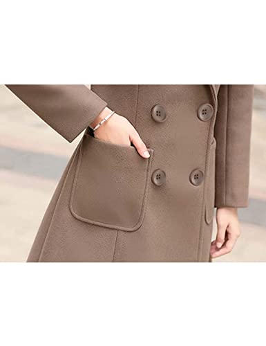 Bankeng Women Winter Wool Blend Camel Mid-Long Coat Notch Double-Breasted Lapel Jacket Outwear (Camel,M)