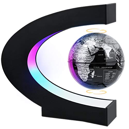 MOKOQI Magnetic Levitating Globe with LED Light, Cool Tech Gift for Men Father Boys and Girls , Birthday Gifts for Kids, Floating Globes World Desk Gadget Decor in Office Home/Display Frame Stand