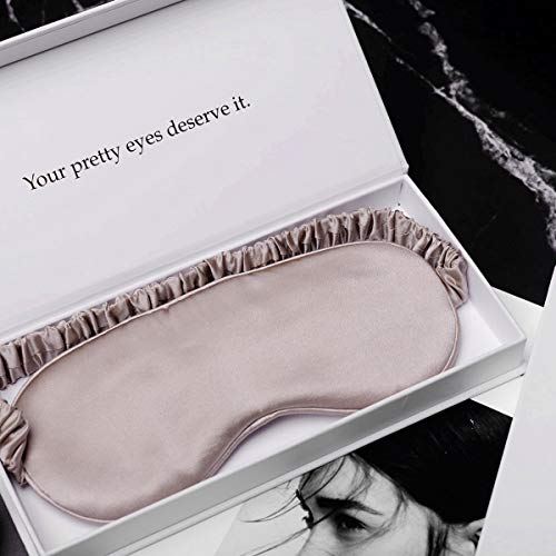 Silk Sleep Mask Light Blocking Luxury 100% Mulberry 19mm Silk Eye Mask Eye Cover Blindfold Ultra Soft Light & Comfy Anti Aging Skin Care with Travel Bag Gift Package