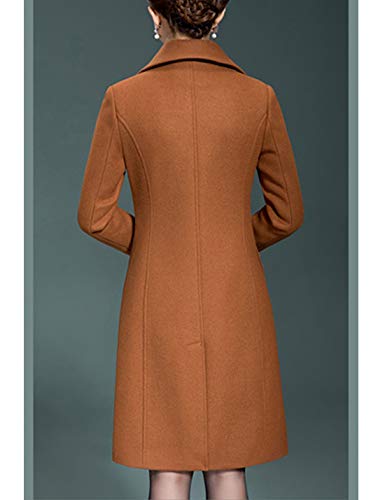 Jenkoon Women's Wool Trench Coat Winter Long Thick Overcoat Walker Coat (Caramel, X-Large)