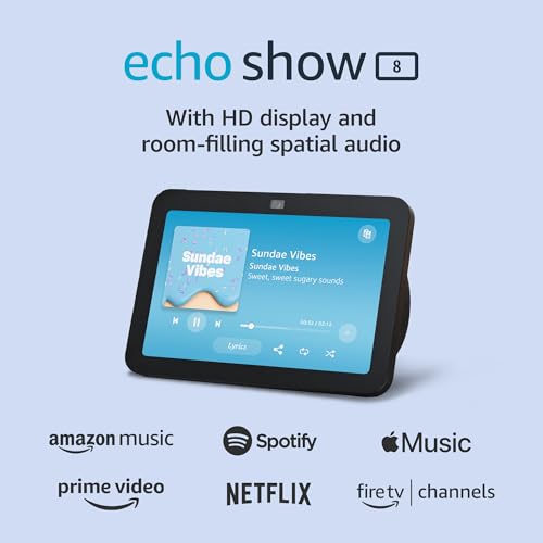 Amazon Echo Show 8 (3rd Gen, 2023 release) | With Spatial Audio, Smart Home Hub, and Alexa | Charcoal